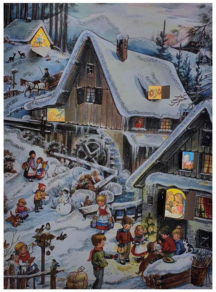 Glittered Advent Calendar - At the Mill - The Country Christmas Loft