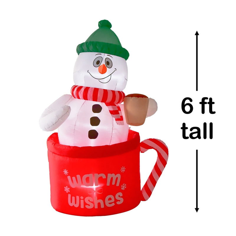 Christmas Inflatable Decoration Snowman in the Mug Cup
