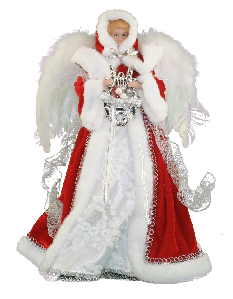 Red Silver Angel Tree Topper - 16" - The Country Christmas Loft