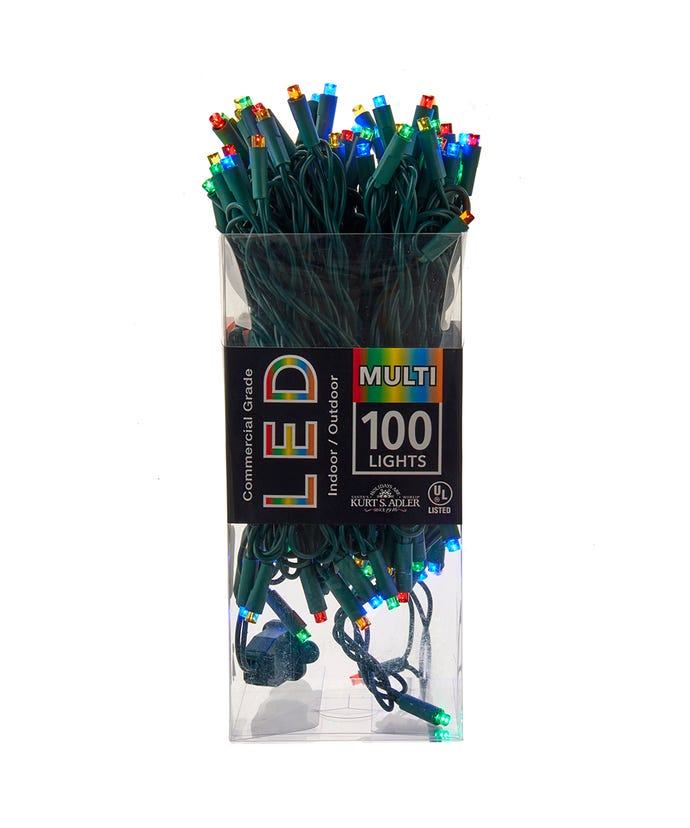 100-Light 5mm Multi-Color LED Green Wire Light Set - The Country Christmas Loft