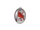 Glass Cardinal Disk Snow Filled Ornament -  Style