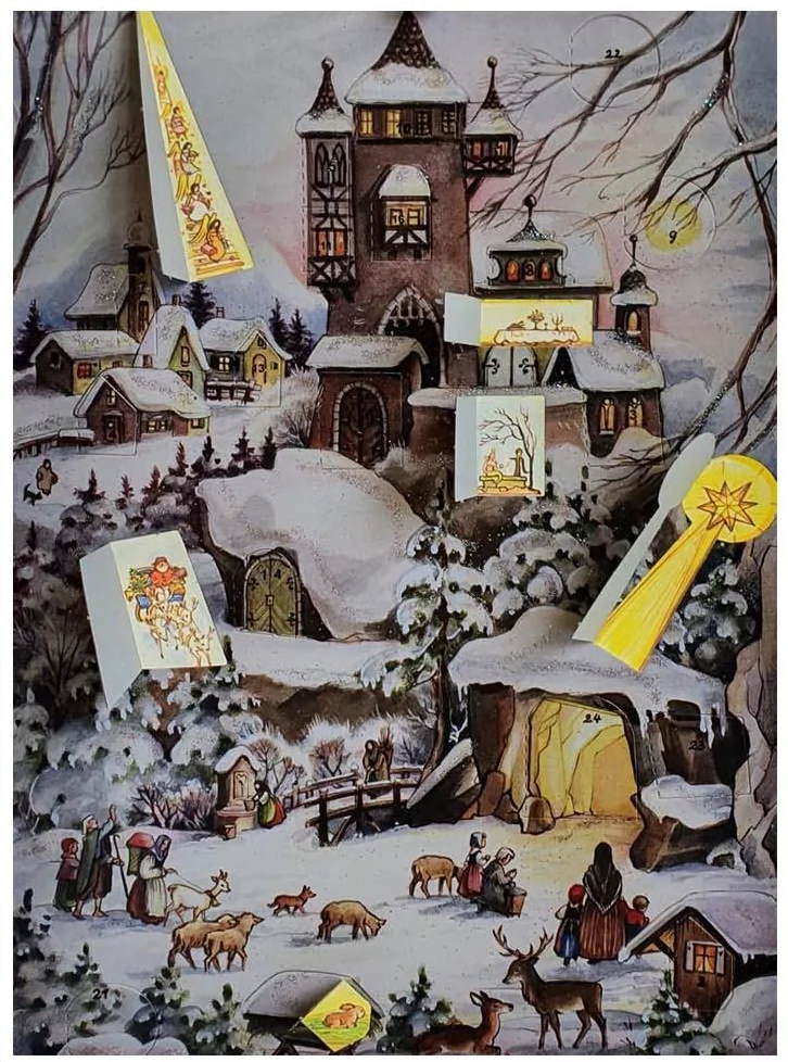 Glittered Advent Calendar - At the Castle - The Country Christmas Loft