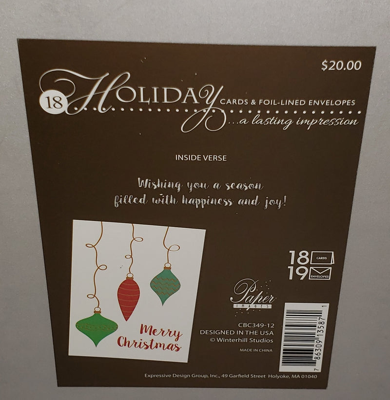 Holiday Luxury Favorites 18 Card Box - Festive Ornament Trio - The Country Christmas Loft