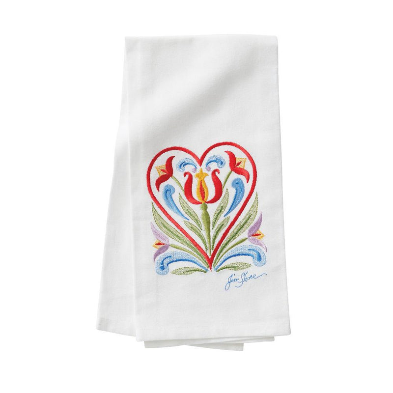 Embroidered Tea Towel - Heart - The Country Christmas Loft