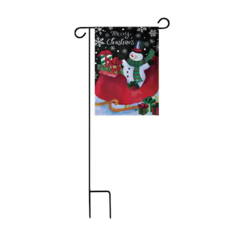 Holiday Garden Flag With Stake - Merry Christmas Snowman - The Country Christmas Loft
