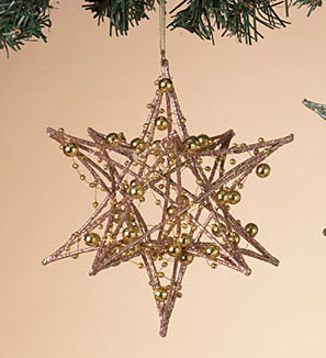 Wire Starburst Snowflake Ornament - Gold - The Country Christmas Loft