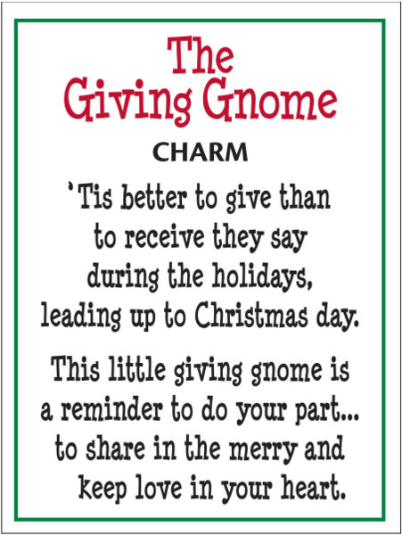 The Giving Gnome Charm - The Country Christmas Loft
