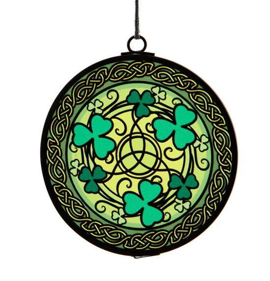 Shamrock Stained Glass Ornament - - The Country Christmas Loft