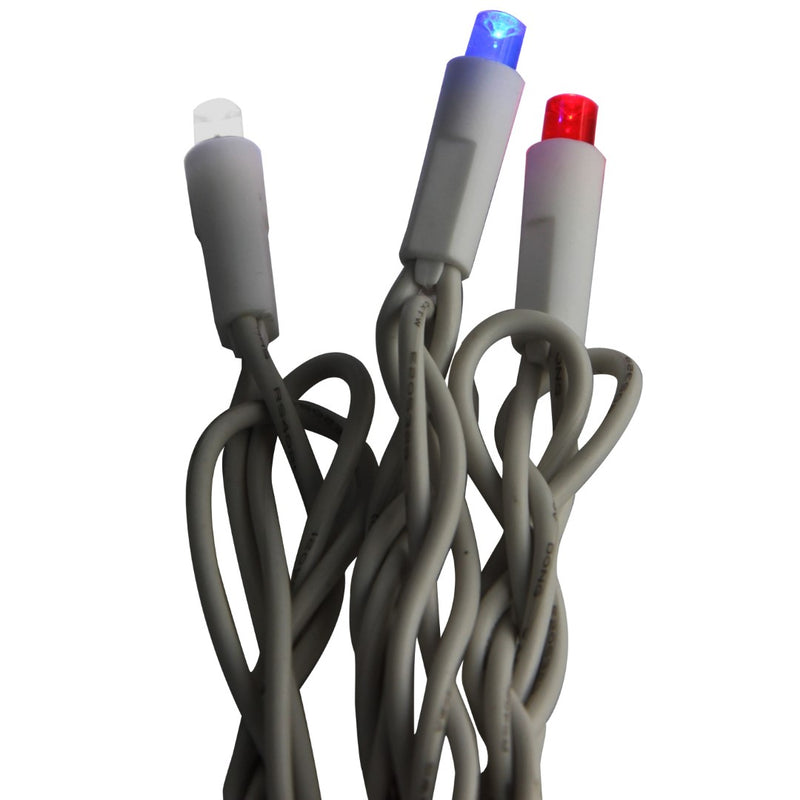 50-Light 5mm Red, White, Blue Frost LED White Wire Light Set - The Country Christmas Loft