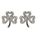 White Swarovski Crystal Shamrock Stud Earrings