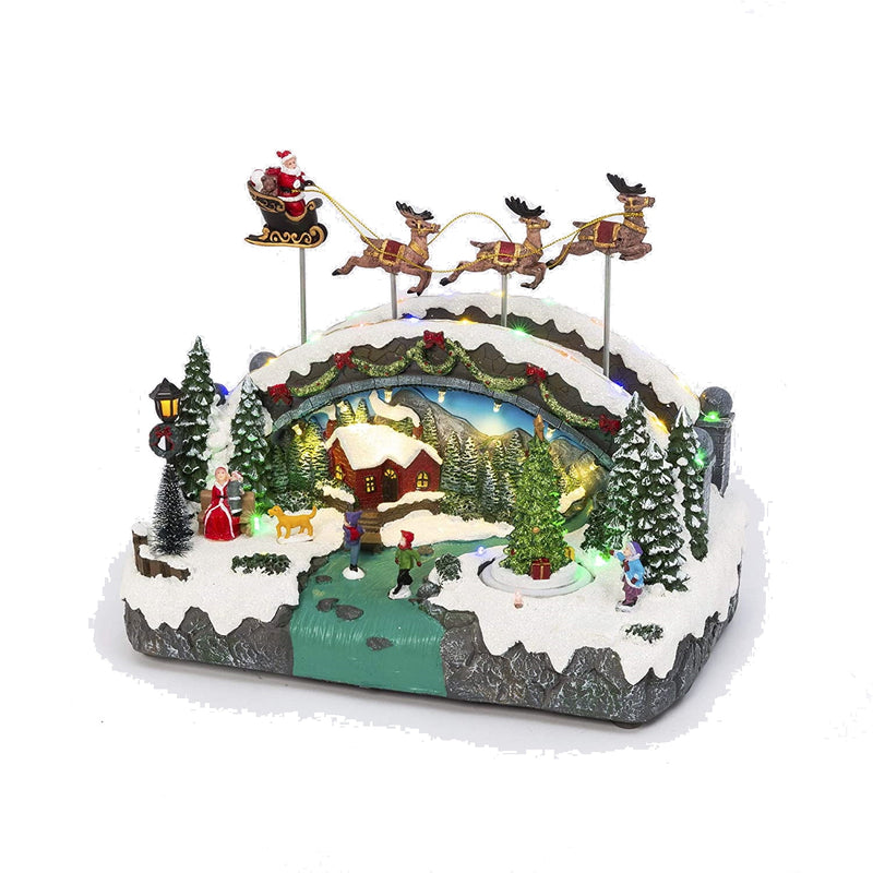 Lighted Musical Holiday Village with Flying Sleigh - The Country Christmas Loft