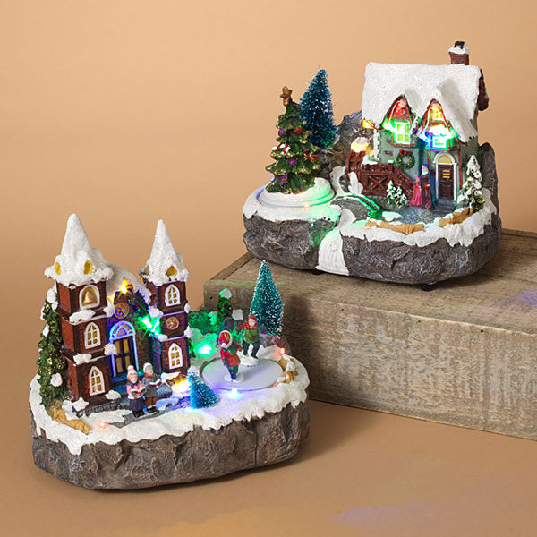 8 Inch long LED Holiday Village - - The Country Christmas Loft