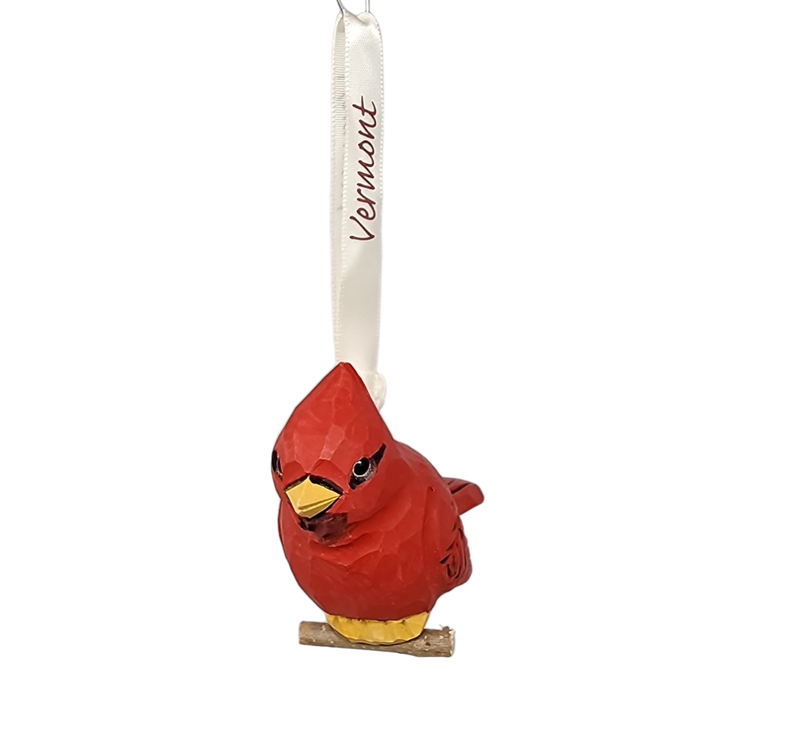Handcarved Wood Ornament - Red Cardinal