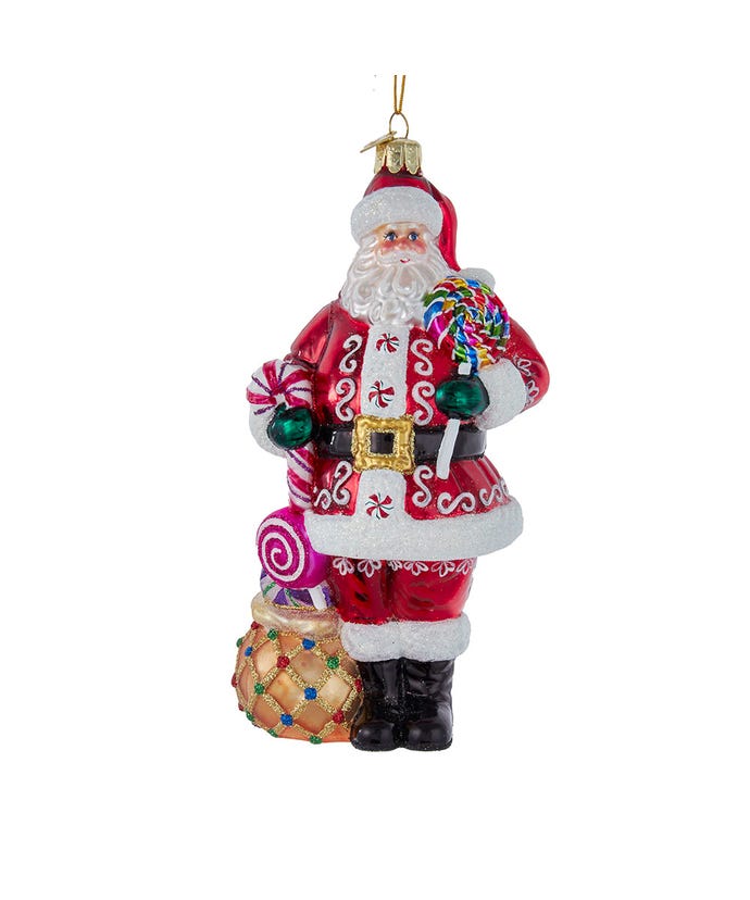 Bellissimo Glass Santa Candy With Candy Ornament - The Country Christmas Loft