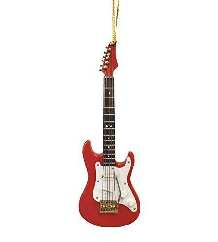 5 Inch Electric Guitar Ornament - Red - The Country Christmas Loft