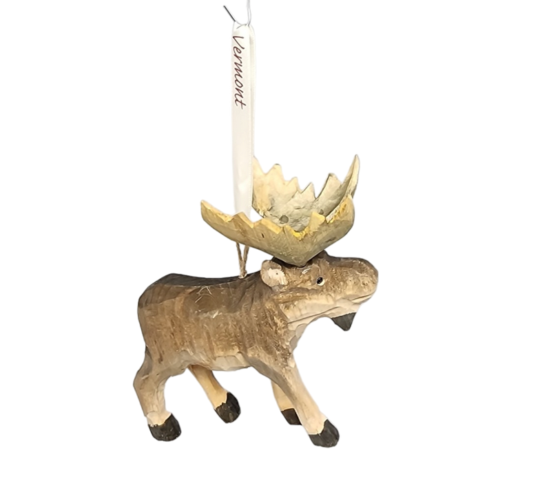 Handcarved Wood Ornament - Bull Moose