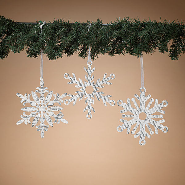 Flocked 7.5" Metal Snowflake -