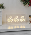 LED White Neon Ho Ho Ho Sign - 12 Inches