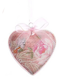 Blush Boho Chic Glass Pink Heart Ornaments - - The Country Christmas Loft