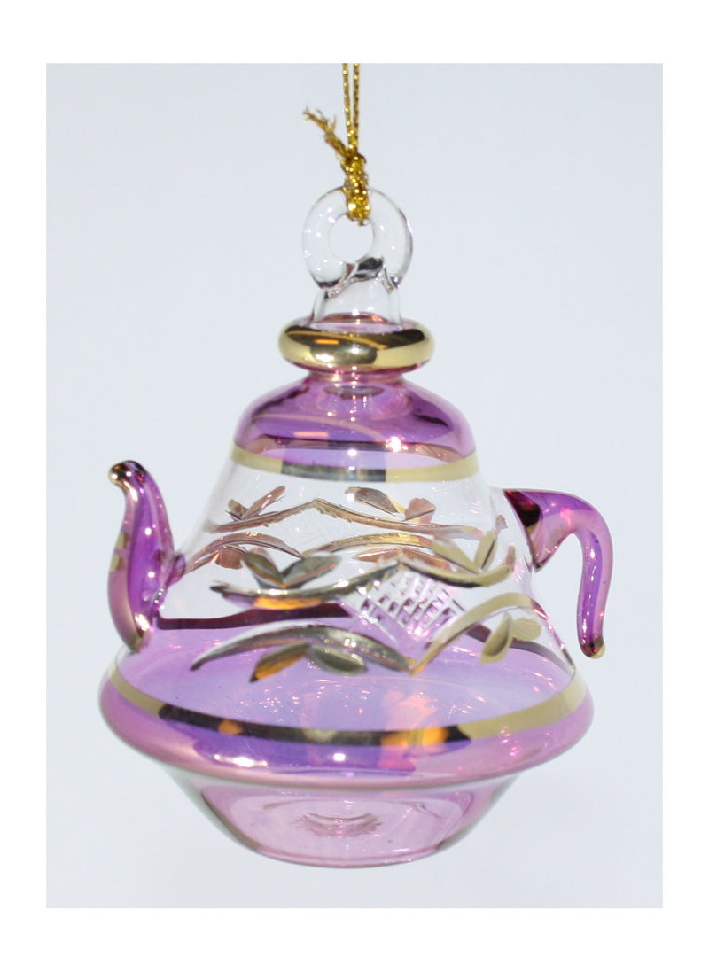Etched Pyramid Teapot Ornament - Purple Small