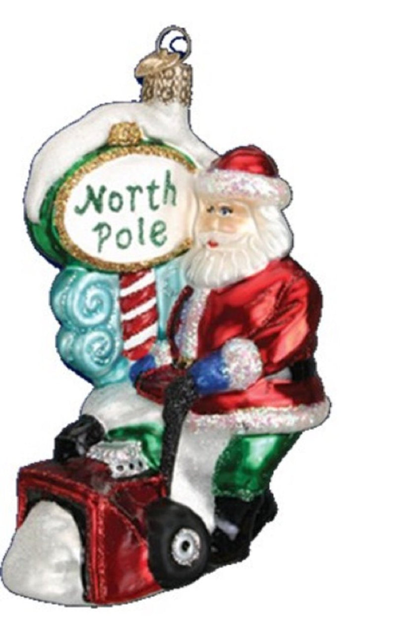 Snow Blower Santa Glass Ornament - The Country Christmas Loft