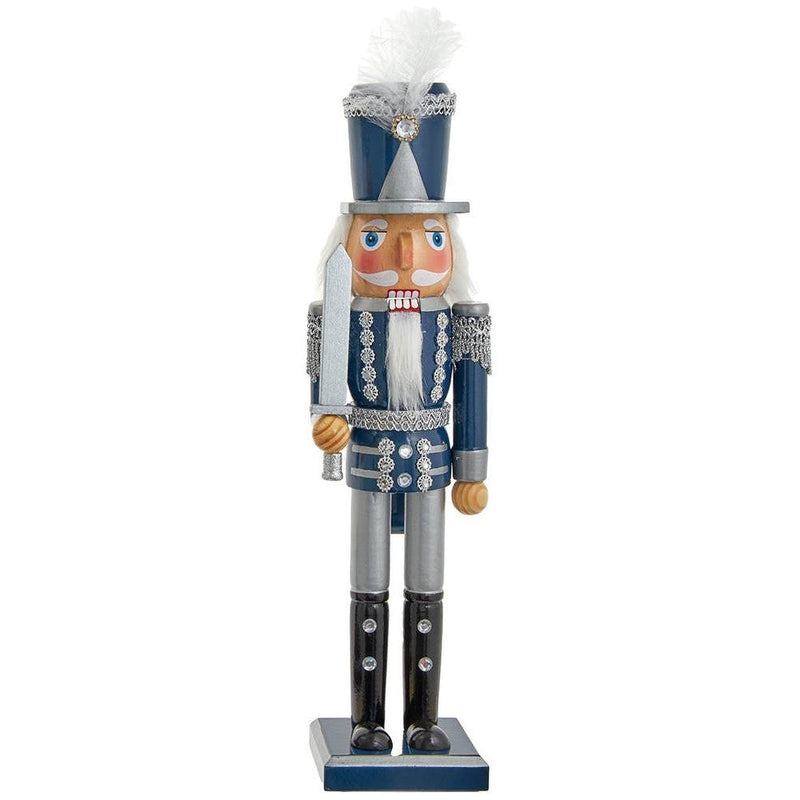 Blue and Silver 15" Nutcracker - Holding a Sword