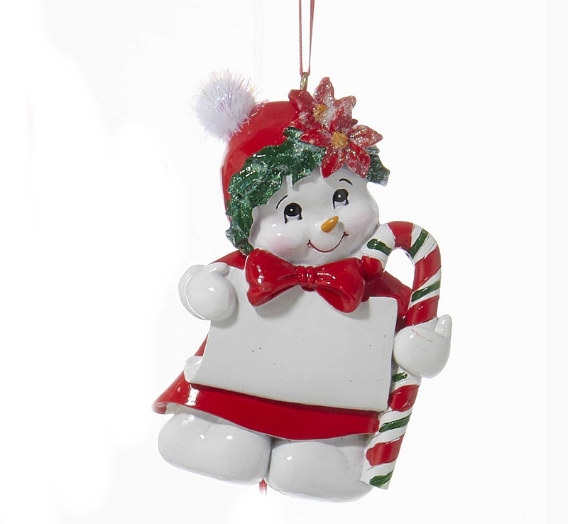 Snow Kid Ornament - Girl - Floral Hat - The Country Christmas Loft