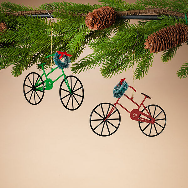 Iron Holiday Bicycle Ornament -  Green - The Country Christmas Loft
