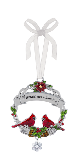 Christmas Cardinal Ornament - Nurses are a Blessing - The Country Christmas Loft
