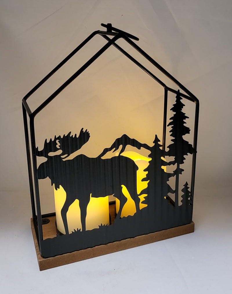 Woodland Silhouette Candleholder Lantern - Small