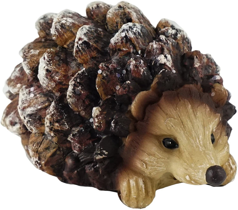 Woodland Pinecone Hedgehog Holiday Figurine - Laying Nose Up