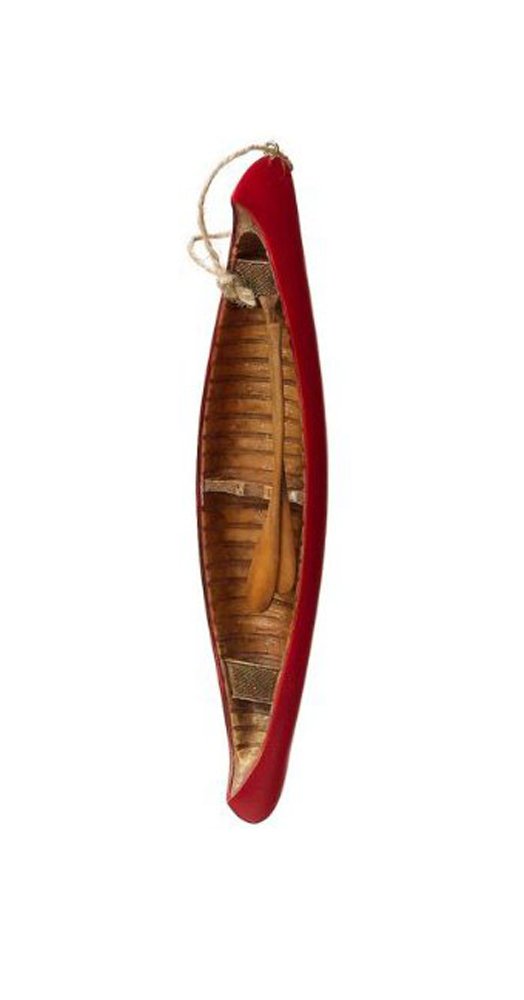 Resin Canoe & Oars Christmas Tree Ornament - Red