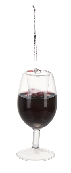 Filled Wine Glass Ornament - Merry Merlot - The Country Christmas Loft