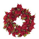 24" Battery-Operated Pre-Lit Red Poinsettia Wreath - The Country Christmas Loft
