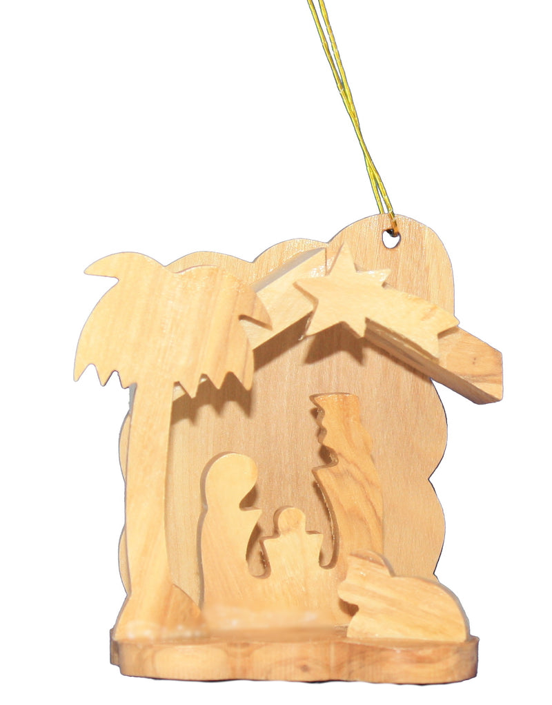Solid Olive Wood Nativity Ornament - The Country Christmas Loft
