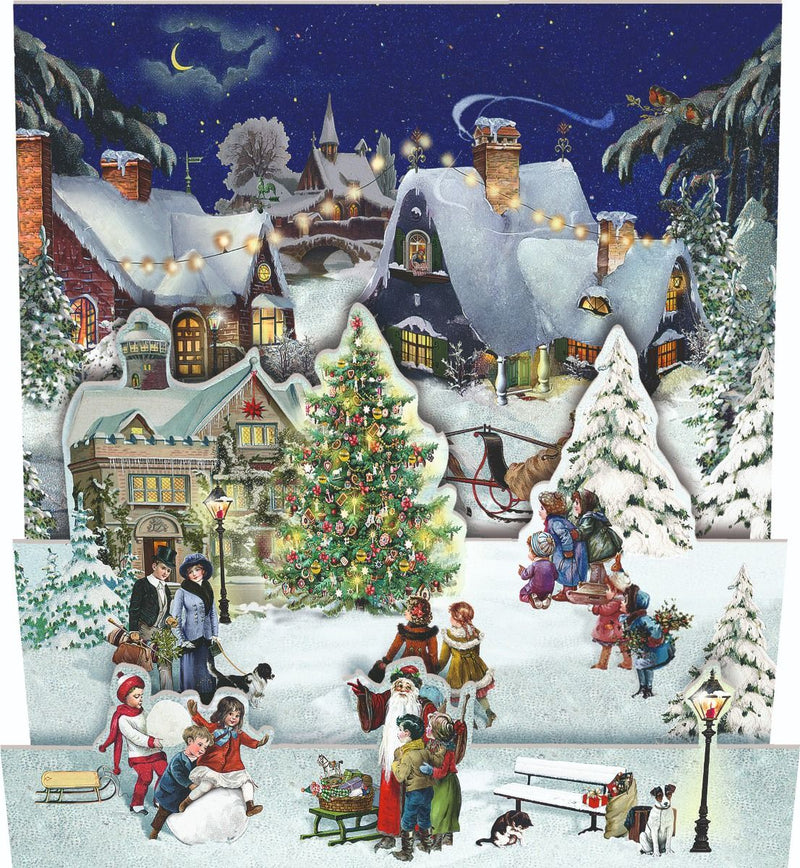 3D Winterscapes Advent Calendar Card - Village Center - The Country Christmas Loft
