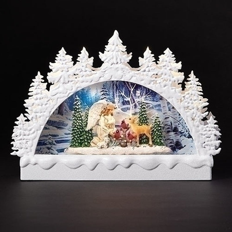 White Archangel Swirl Arch Snowglobe - 9 Inch