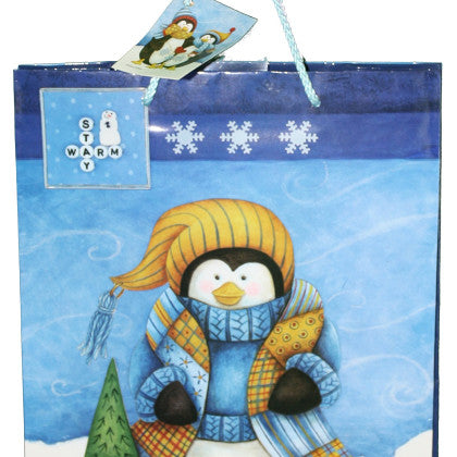 Gloss Finish Deluxe Gift Bag - Frosty Friends - - The Country Christmas Loft