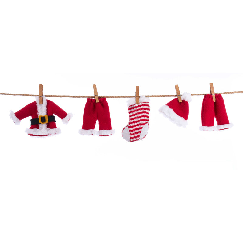 Santa Suit 'Clothesline' Garland - 32 Inches long - The Country Christmas Loft
