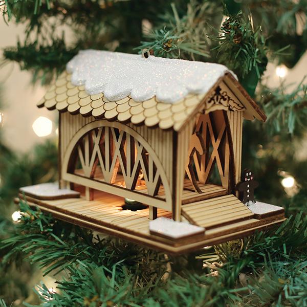 Covered Bridge One Horse Open Sleigh Ginger Cottage Collection - The Country Christmas Loft