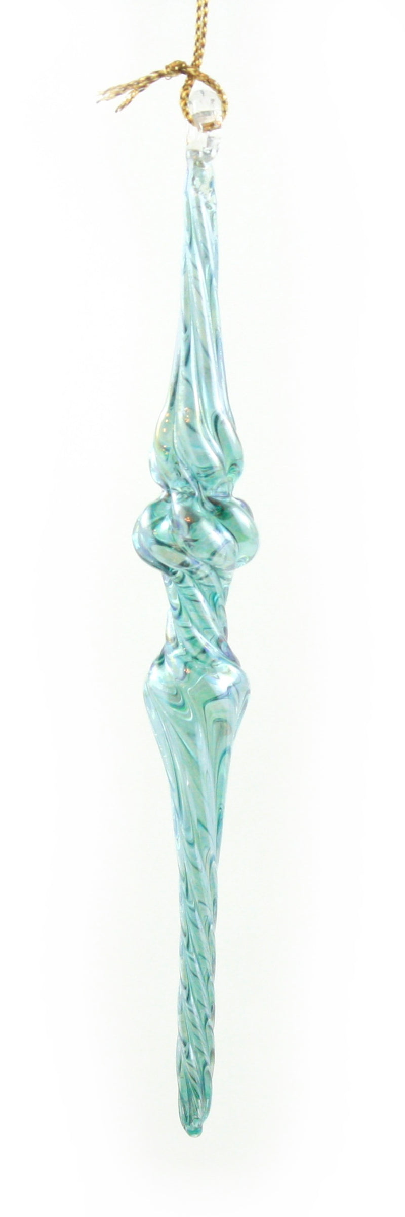 Outer Swirl Icicle Glass Ornaments - Green - Double Torus