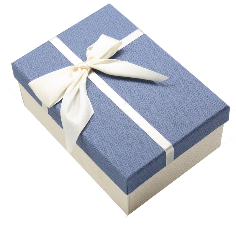 Elegant Square Gift Box - Blue And White Small - The Country Christmas Loft