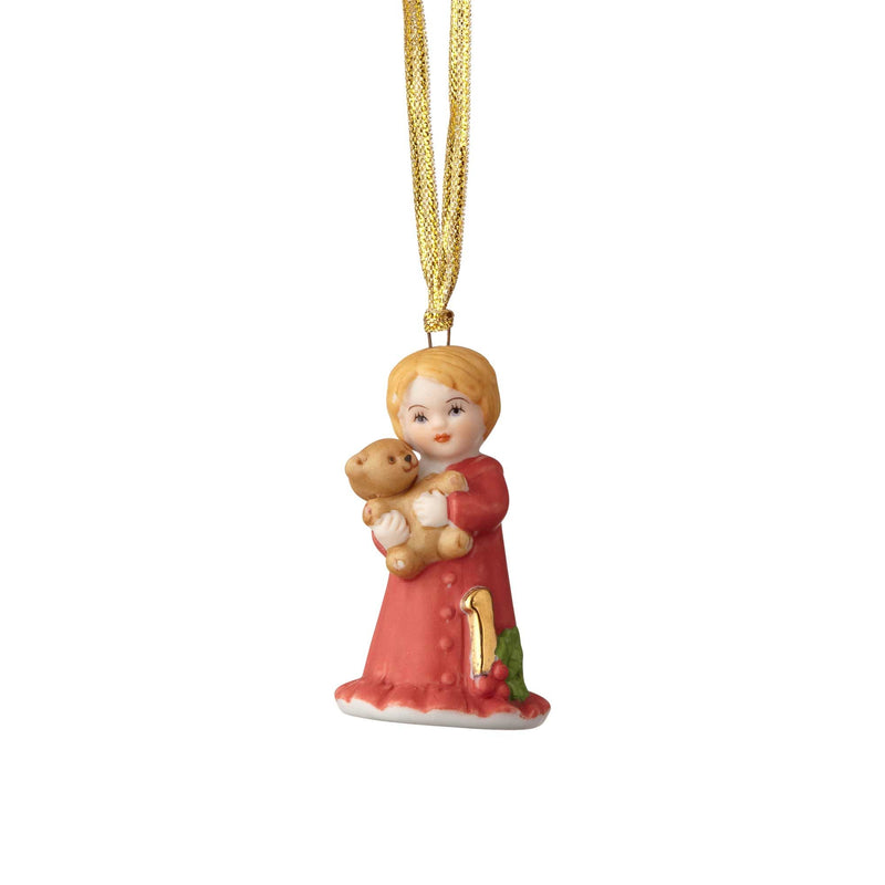 Growing Up Girl Ornament -  Brunette Age 5 - The Country Christmas Loft