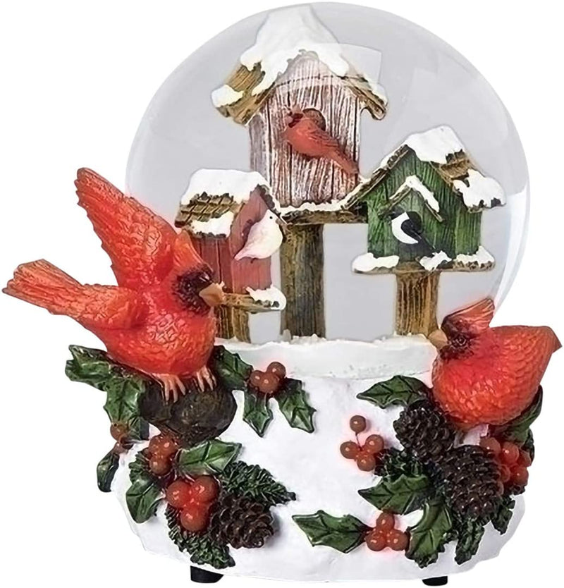 Cardinals with Berries Musical Windup Snowglobe - The Country Christmas Loft