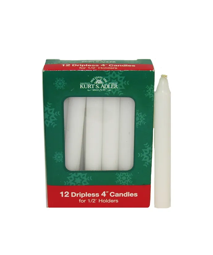 White Dripless Candle for Glockenspell Chimes - 12 Piece Box Set - The Country Christmas Loft
