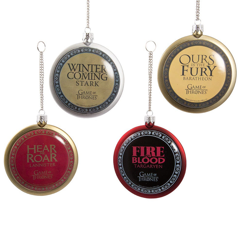 Game Of Thrones Disc Ornaments - 4 Piece Box Set - The Country Christmas Loft