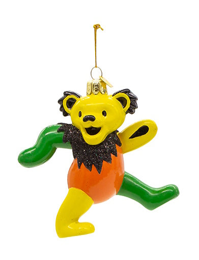 Glass Grateful Dead Bear Ornament -