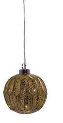 Lighted USB Gold and Silver Glass Ball Ornament - Light Gold - The Country Christmas Loft