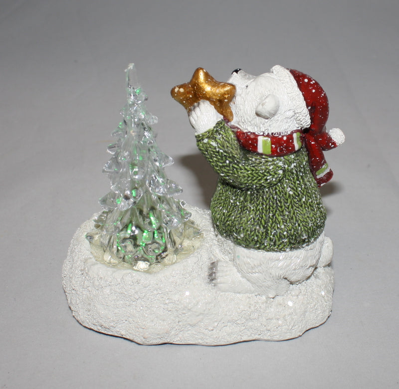 Lighted Holiday Polar Bear with Christmas Tree - - The Country Christmas Loft