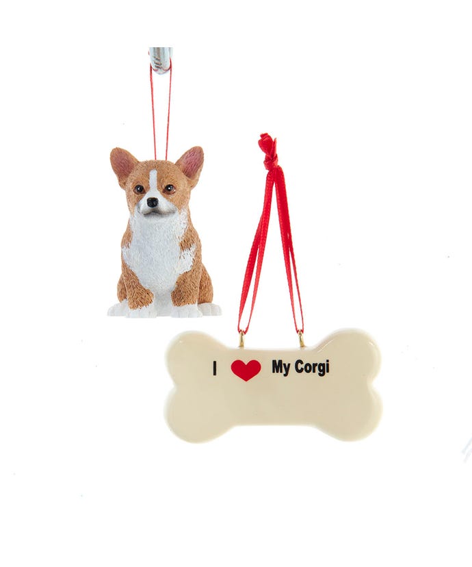 I love My Corgi With Dog Bone Ornaments - The Country Christmas Loft